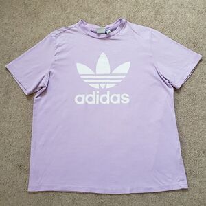 Adidas Women's Trefoil Lilac Short Sleeve T-Shirt Size XL Soft Confort